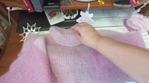 Паутинка из мохера DROPS Kid-Silk 03 и 04 размер 48-50.Обзор готовой работы