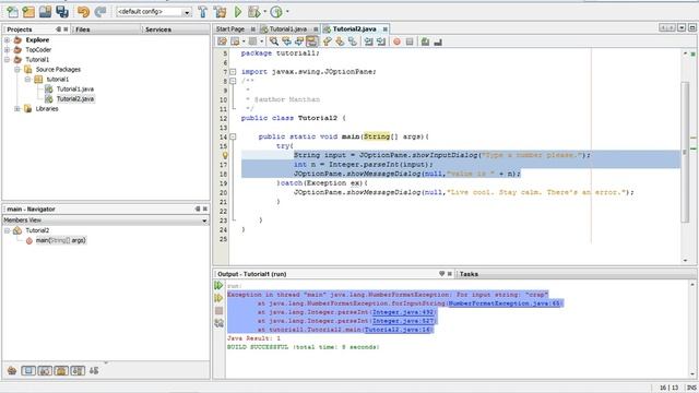 Java Tutorial - Catching Errors (Exceptions) within code - Session 7 смотреть онлайн