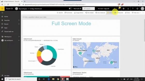 View a Power BI Dashboard in Full Screen Mode