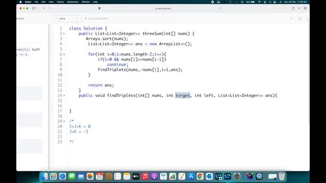 Two Pointers 5 - Medium - 3 Sum - Java смотреть онлайн