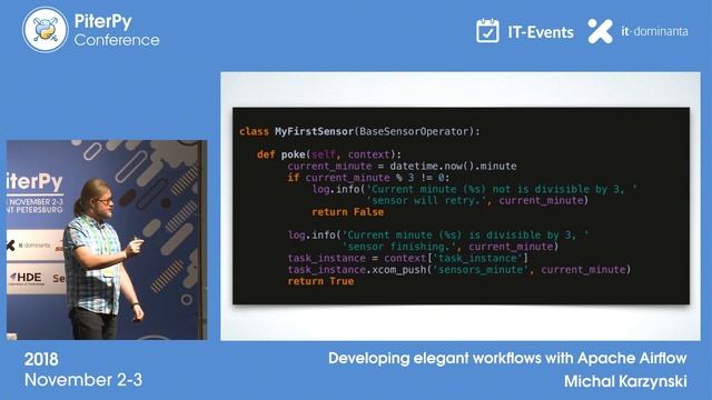[ENG] Michal Karzynski: "Developing elegant workflows with Apache Airflow" / #PiterPy смотреть онлайн