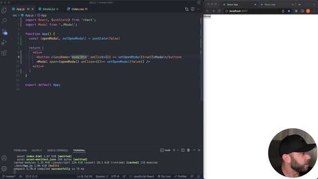 Build A Custom React JS Modal - Using Hooks (Pop-up Window) смотреть онлайн