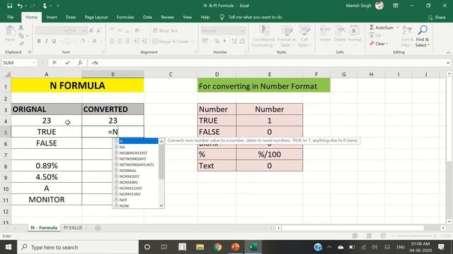 049 - MS-Excel - 2019 - N & PI FORMULA with Practice Sheet смотреть онлайн