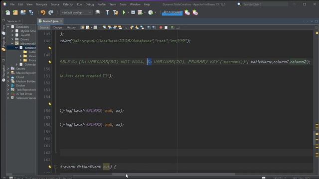 how create table dynamically on a database. java смотреть онлайн