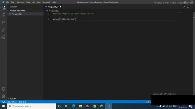 Python Program to Print Hello world! смотреть онлайн