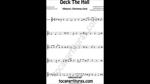 Deck The Hall Video Partitura de Flauta Violín Trompeta Saxofón Clarinete Viola Trombone Chelo Oboe смотреть онлайн
