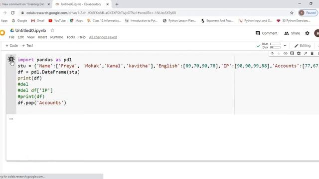Lesson#9|Python|Deleting a Column from a Dataframe|CBSE|class 12 IP смотреть онлайн