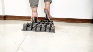 Crushing plastic pots with foot power {Crushing things in a new way}