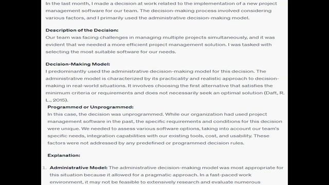 Describe the process of a decision you made in the last month at work or at home смотреть онлайн