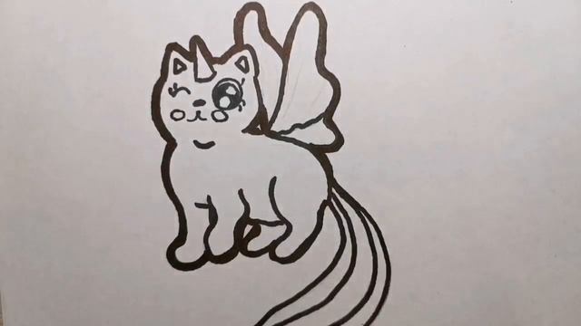 Как нарисовать kawaii кошку/милого котика/с крыльями/How to draw a unicorn cat/cute cat/with wings смотреть онлайн