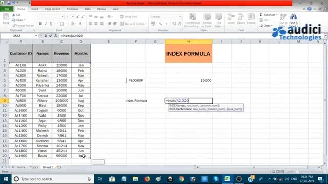 MS Excel - Index Function смотреть онлайн