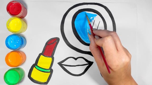 Рисование и раскраска зеркала, помады и губ для детей смотреть онлайн
