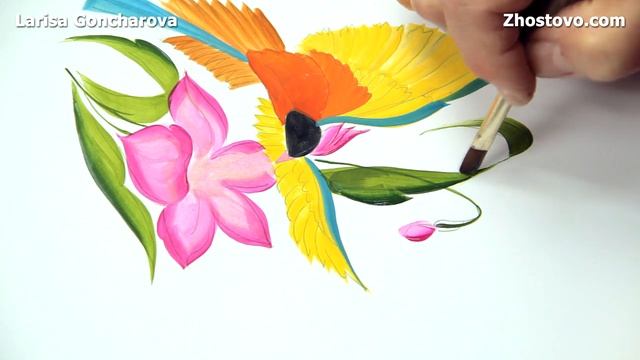 Рисуем акрилом. Птичка и Лилия. Мастер-класс по живописи акрилом. Художник Лариса Гончарова смотреть онлайн