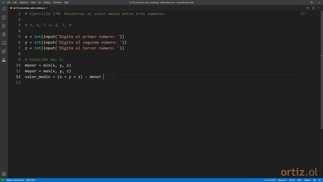 Python - Ejercicio 170: Encontrar el Valor Medio Entre Tres Números смотреть онлайн