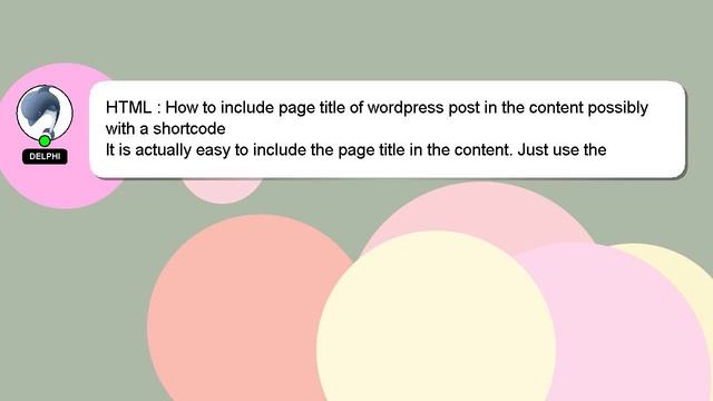 HTML : How to include page title of wordpress post in the content possibly with a shortcode смотреть онлайн