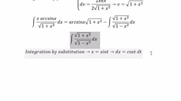 Calculus Help: Integral of (x arcsinx)/√(1+x^2 ) dx - Integration by parts and Elliptical Integral