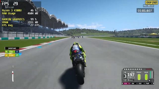 MotoGP 2020 - Ryzen 3 4300U - Gaming Test - Lenovo Ideapad Slim 3 смотреть онлайн