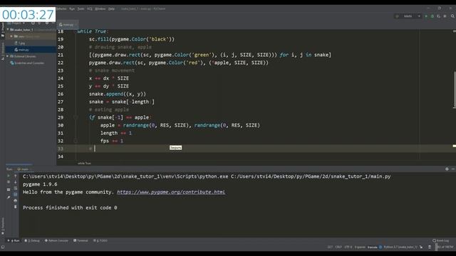 Змейка на Python за 5 минут [ Pygame ] смотреть онлайн