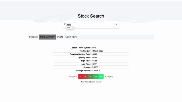 Stock Search Demo смотреть онлайн