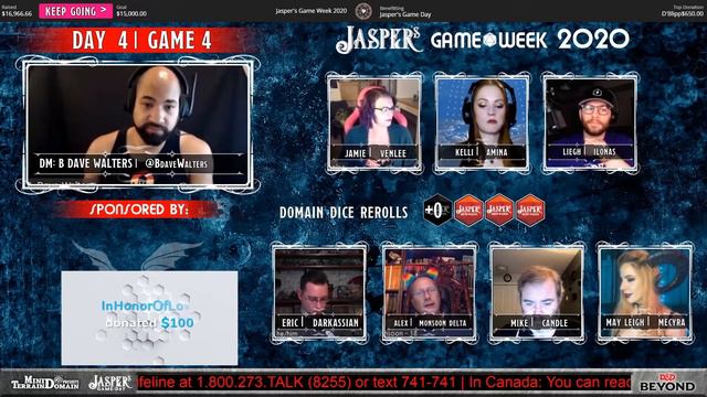 Day 4, Game 4 | DM B. Dave Walters | Jasper’s Game Week 2020 смотреть онлайн