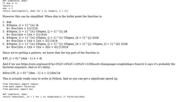 Code Review: Simplex number calculation (all dimensions) in python (3 Solutions!!) смотреть онлайн