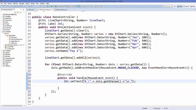 JavaFx Tutorial For Beginners 30 - Event Handler for a Line Chart смотреть онлайн