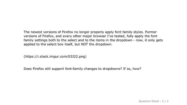 CSS : CSS Font-Family Support Dropped for SELECT in Firefox? смотреть онлайн