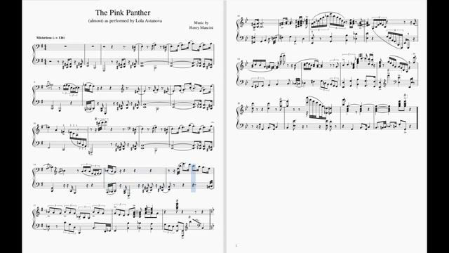 The Pink Panther Theme - piano solo music sheet смотреть онлайн