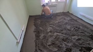 Полусухая стяжка пола квартире. Способ выполнения работ во вторичке без насоса полуручным способом.