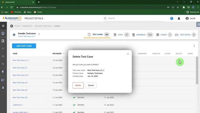 Low code test automation - how to delete a test case in AutonomIQ | Sauce Labs low code testing смотреть онлайн