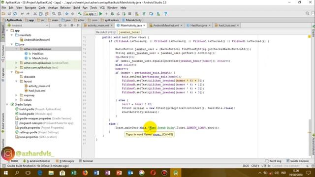 TUTORIAL MEMBUAT APLIKASI KUIS DENGAN ANDROID STUDIO | AZHAR RIVALDI смотреть онлайн