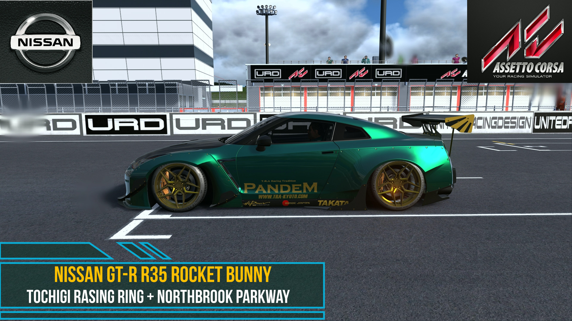 Nissan GT R R35 Rocket Bunny - Tochigi Racing Ring + Northbrook Parkway | Assetto Corsa. смотреть онлайн
