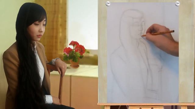 Полуфигура человека акварелью. Конструктивное построение. Формат А2 смотреть онлайн