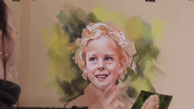 Large Pastel portrait step by step, Soft Pastel Painting process, by Bogra art studio смотреть онлайн