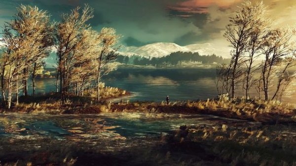?Witcher 3 soundtrack music that calms your mind to relax & game ( river surface ambience )