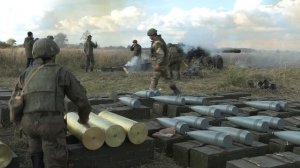 Выполнение боевых стрельб из пушек Гиацинт мобилизованными  на полигоне БФ