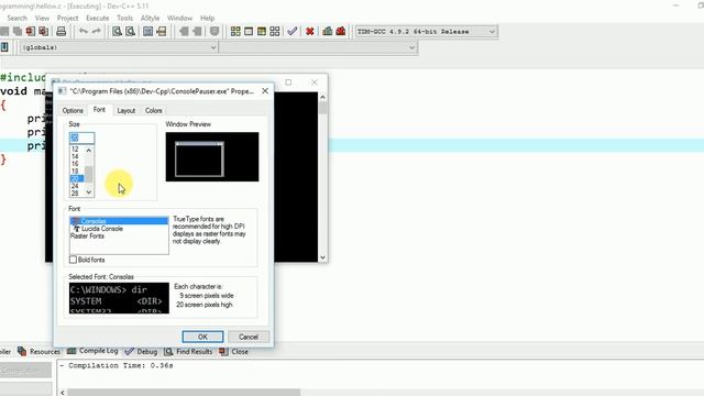 how to change the font size of console out put for c or c++? смотреть онлайн