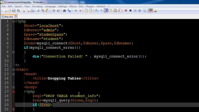 PHP & MySQL Tutorial - 67: Removing a Table смотреть онлайн