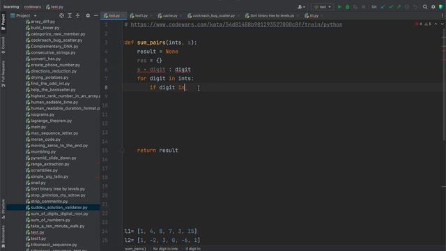 Решение сложной задачи на codewars, 5kyu, Sum of pairs смотреть онлайн