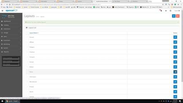 Opencart tutorial for beginners #5 admin Extension and design layout смотреть онлайн
