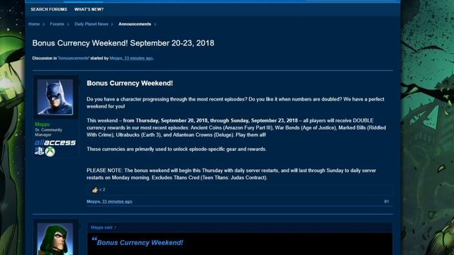 DC Universe Online Bonus Currency Weekend This Weekend 9-20 thru 9-23 смотреть онлайн