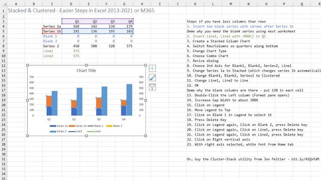 Excel - Updated! How To Create Stacked And Clustered Bar Chart Excel - Episode 2595 смотреть онлайн
