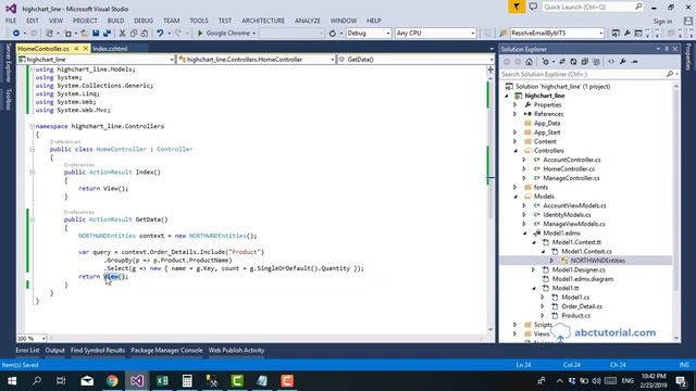 How to Create Line Chart using ASP.NET MVC and HighChart | Line chart in 20 minute смотреть онлайн