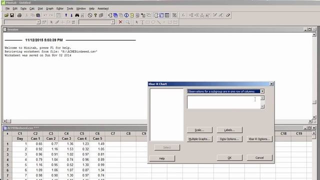 Creating Xbar and R Control Charts in Minitab смотреть онлайн