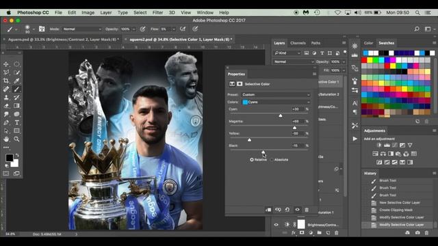 PS Tutorial: Football Sports Poster | Photoshop Tutorial | Aguero | Free PSD File смотреть онлайн