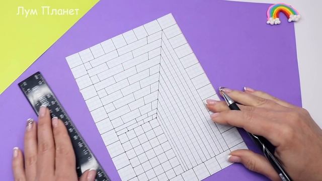 Потрясающий 3d Рисунок ПО КЛЕТОЧКАМ на листе тетради! смотреть онлайн