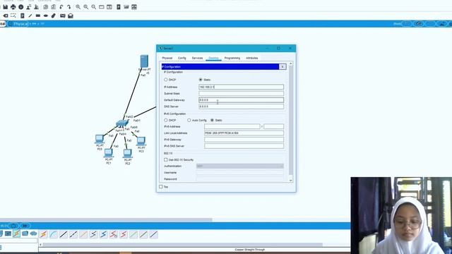configure a WAN network with Cisco,one router,two switch,two server,eight pc смотреть онлайн