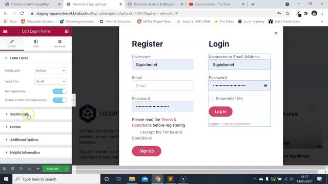 Making A Signup/Login Popup Form With Elementor