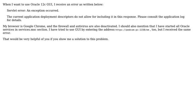 Databases: How to solve "Servlet error" when using database control in Oracle 12c? смотреть онлайн