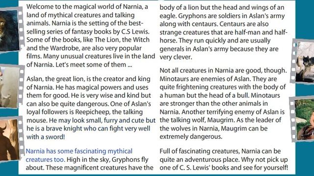 Escape to Narnia (Text) Excel 5 Module 7c смотреть онлайн